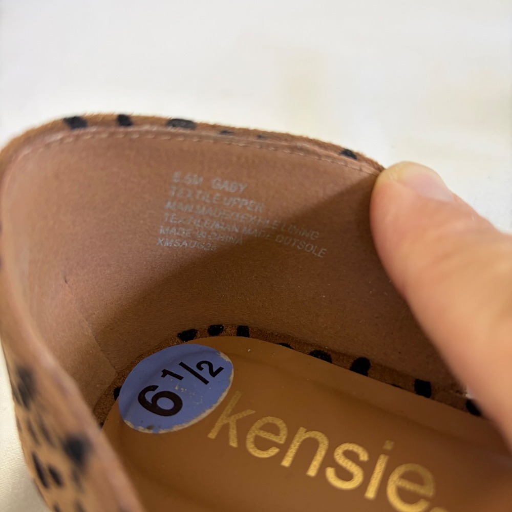 Kensie Gaby Leopard Cheetah Print d'Orsay Pointed Toe Flats Tan Black 6.5M - Picture 9 of 10